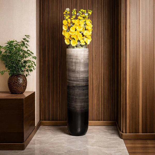 Tall Brushed Slate Flower Vase | Modern Decorative Vase for Luxury Home Décor