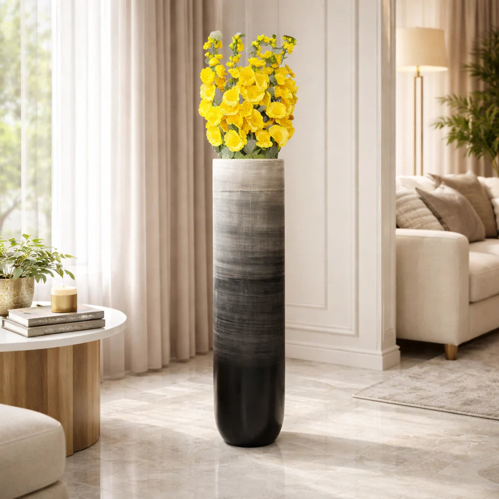 Tall Brushed Slate Flower Vase | Modern Decorative Vase for Luxury Home Décor