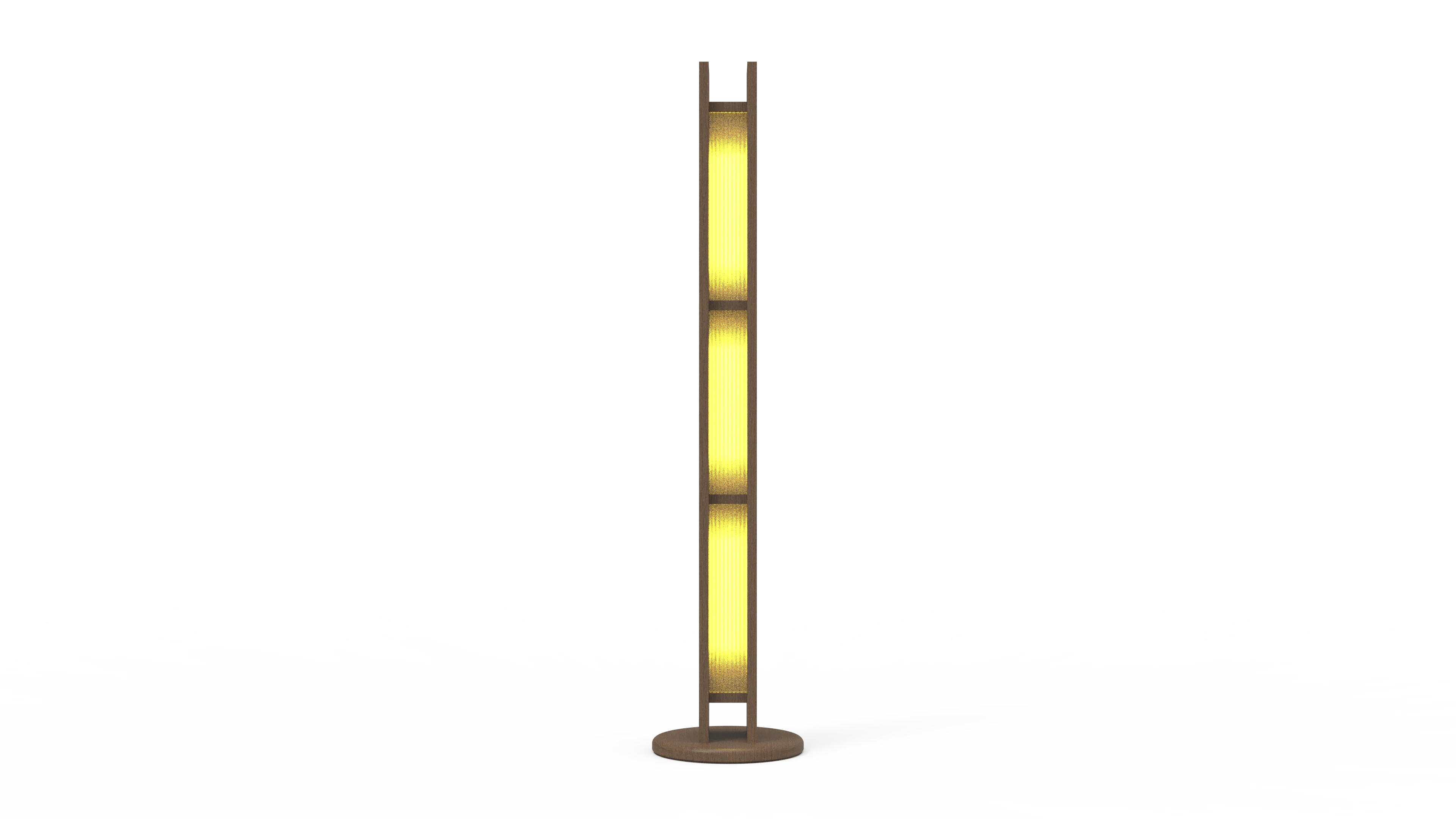 Japanese-Inspired Teak Wood Floor Lamp for Living Room & Bedroom| Modern Standing Lamp with Fluted Glass