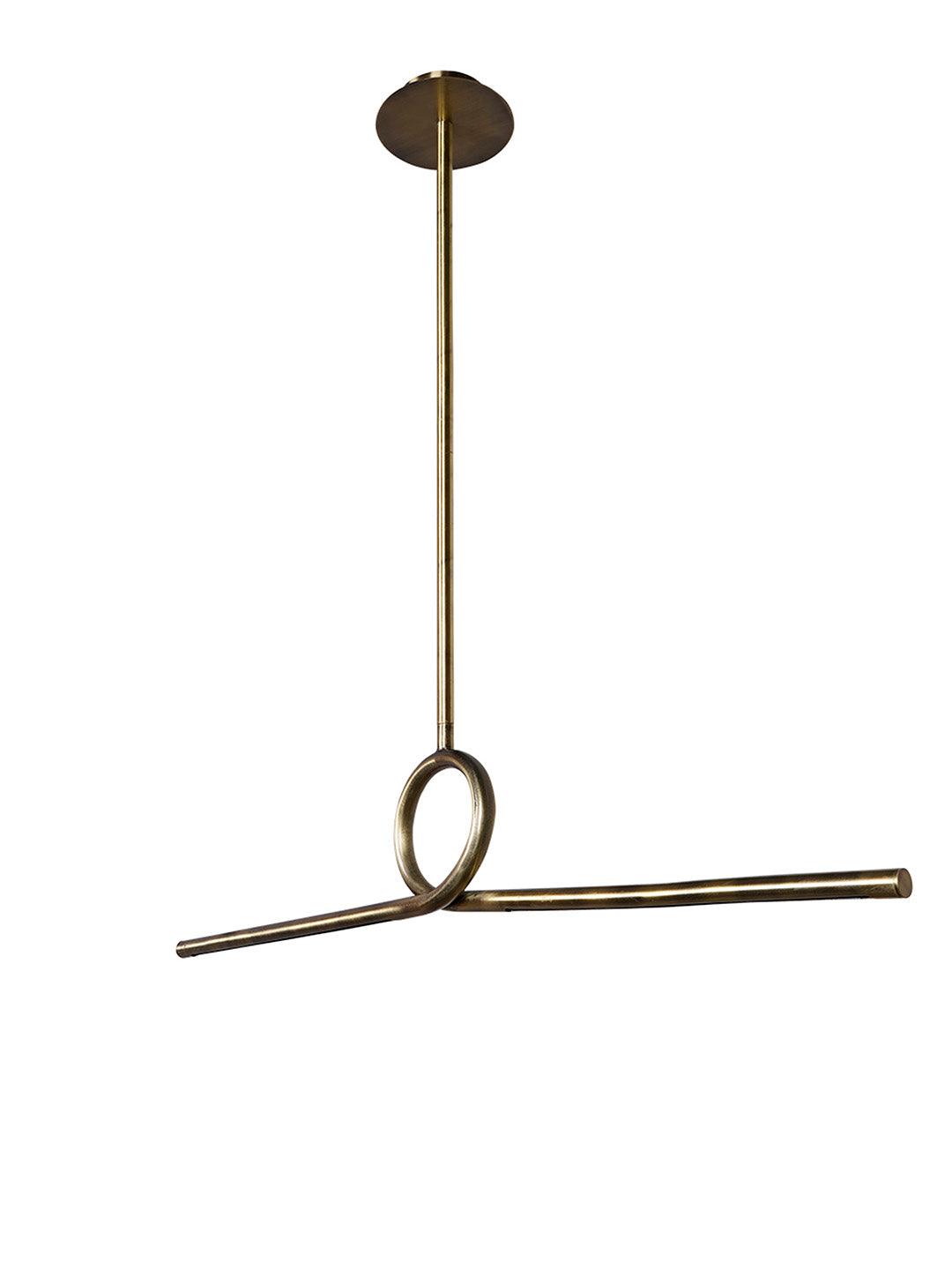 Modern Linear Antique Brass Finished Loop LED Pendant Light