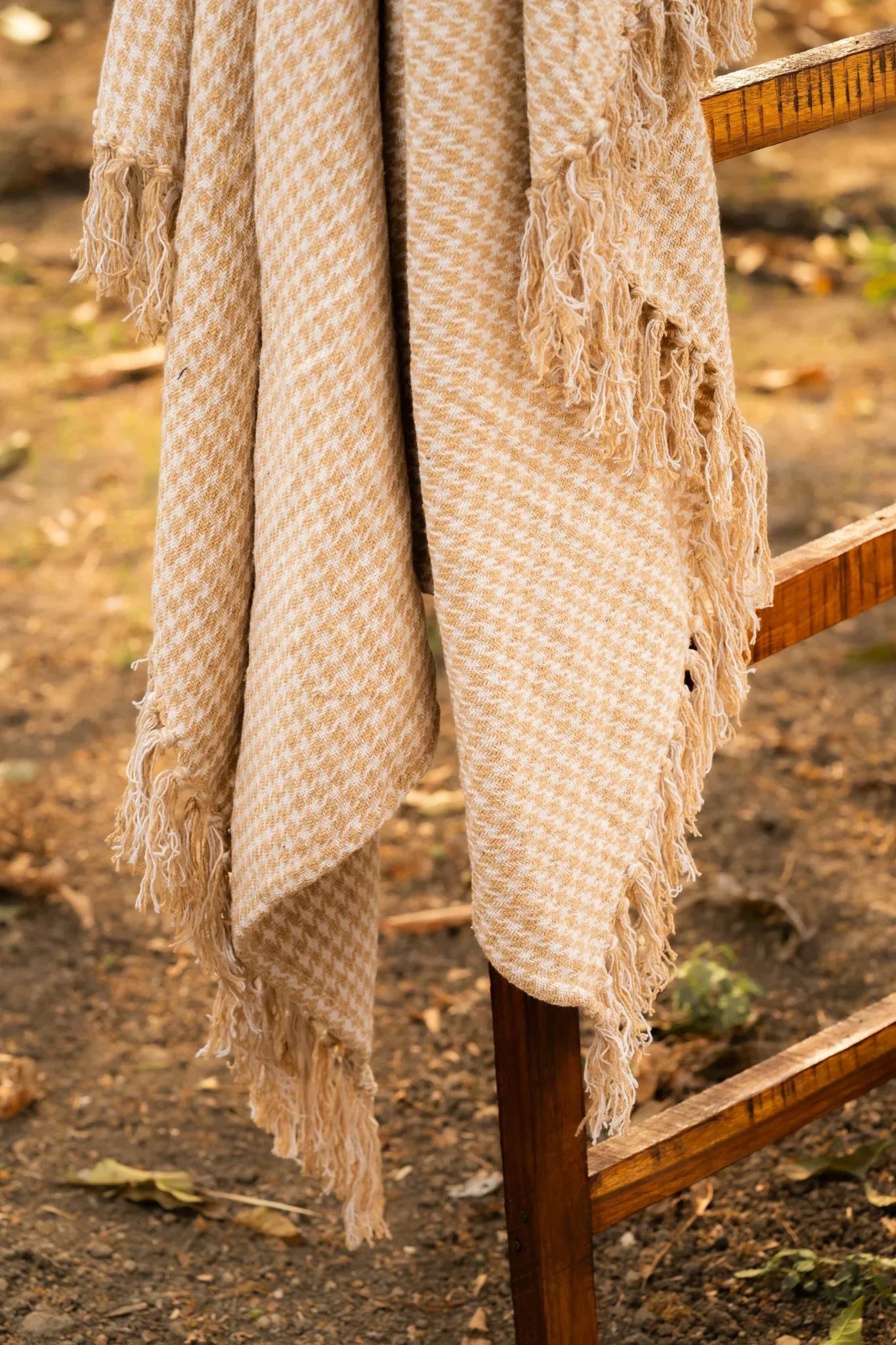 Beige Checkered Throw