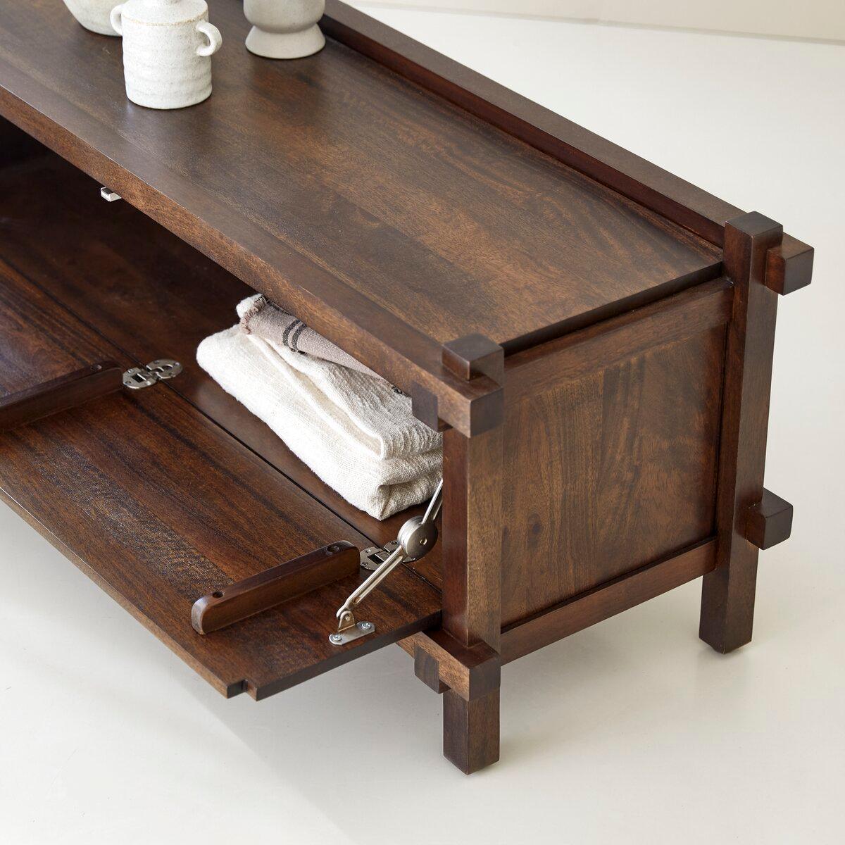 Webster Solid Mango Wood TV Unit 1 Door In Provincial Teak Finish