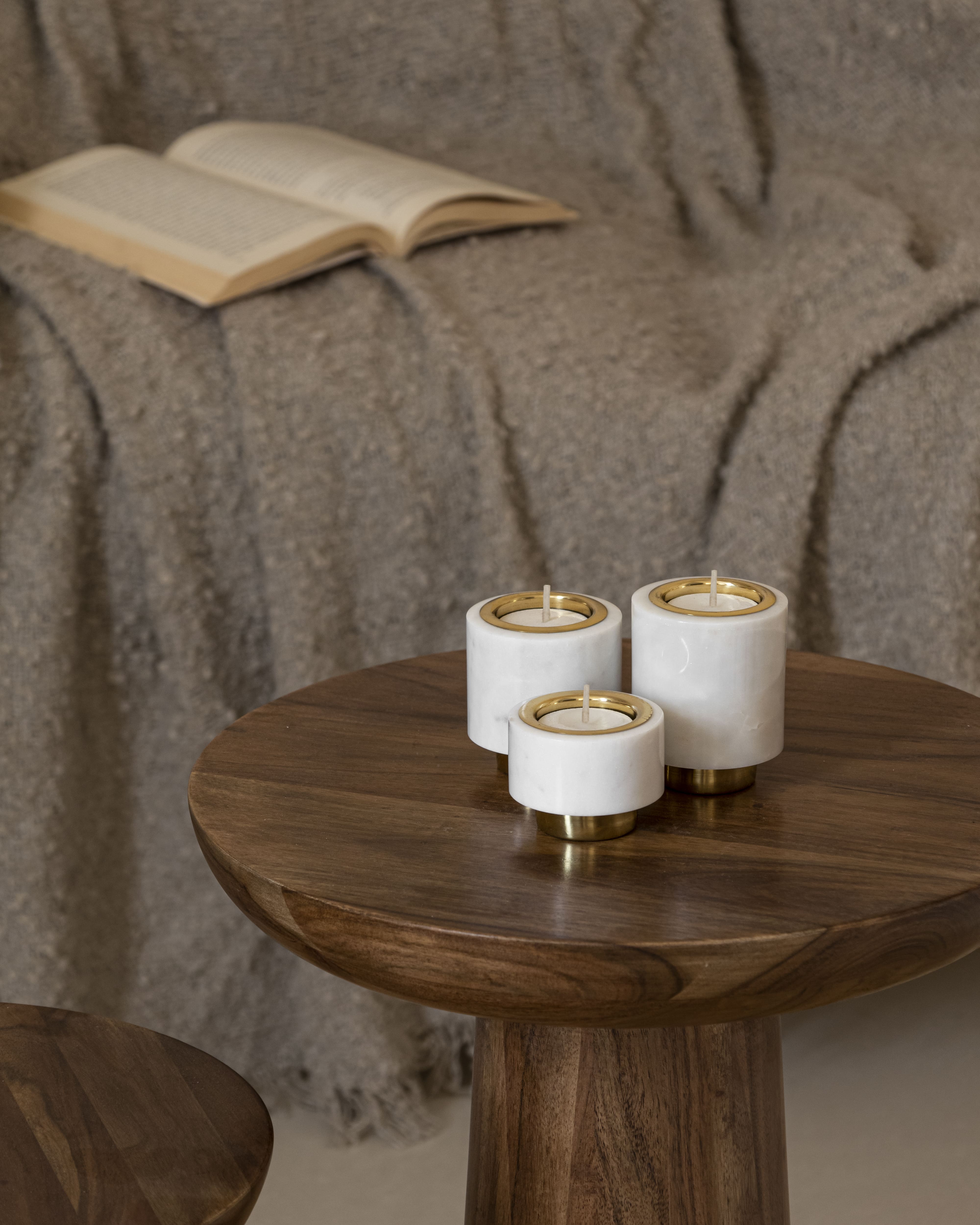 Tealight Pillers | Brass And White Marble