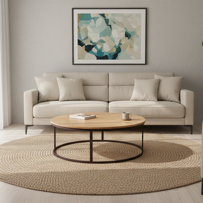 Luna Circle Table | Acacia Wood, Stainless Steel