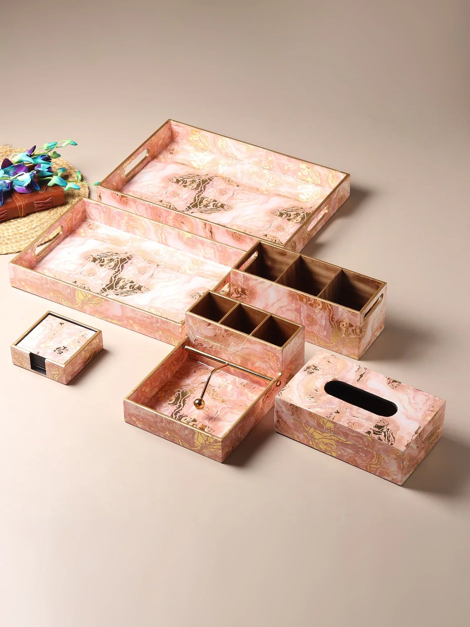 Rosa Perlino Tray Set of 2