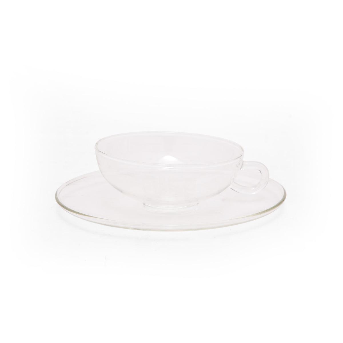 Jg,Tea Cup With Saucer Set of 2 | Glass