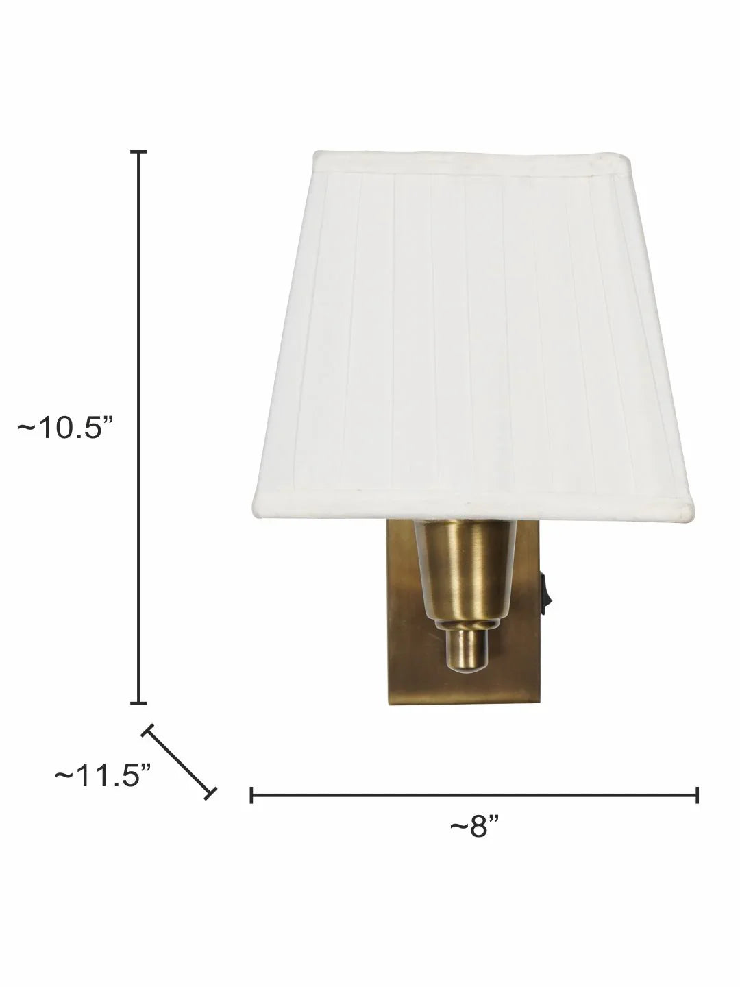 Swivel Antique Bedside Wall Sconce with Pleated Square Fabric Shade