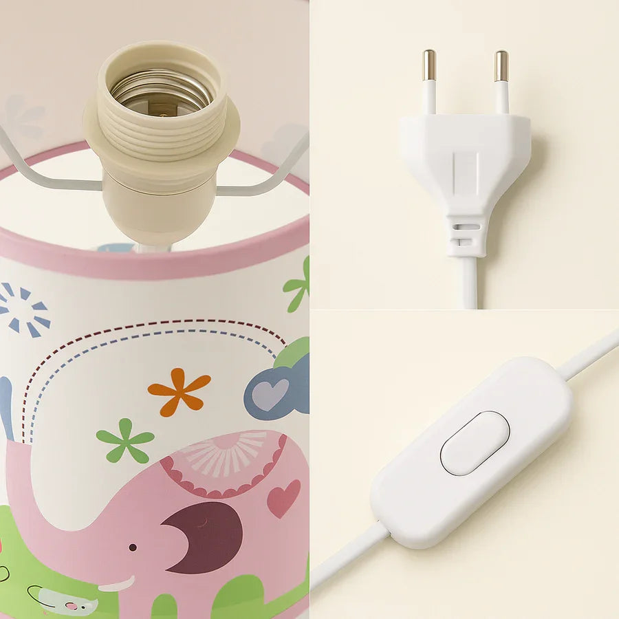 Adorable Elephant Kids Table Lamp – Ceramic Base with Printed Fabric Shade, 32 cm × 22 cm