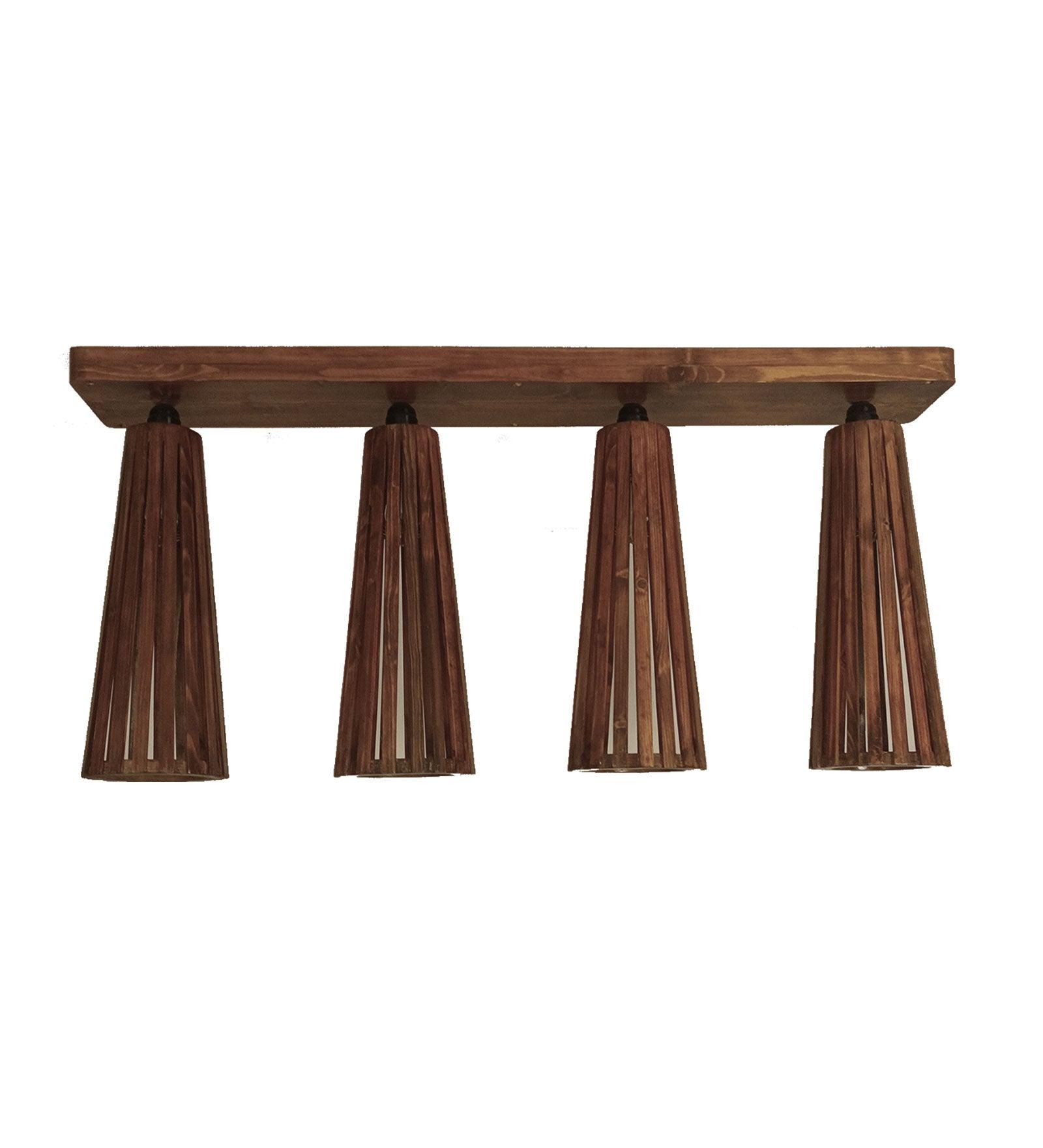Bole Brown Wooden 4 Series Ceiling Lamp
