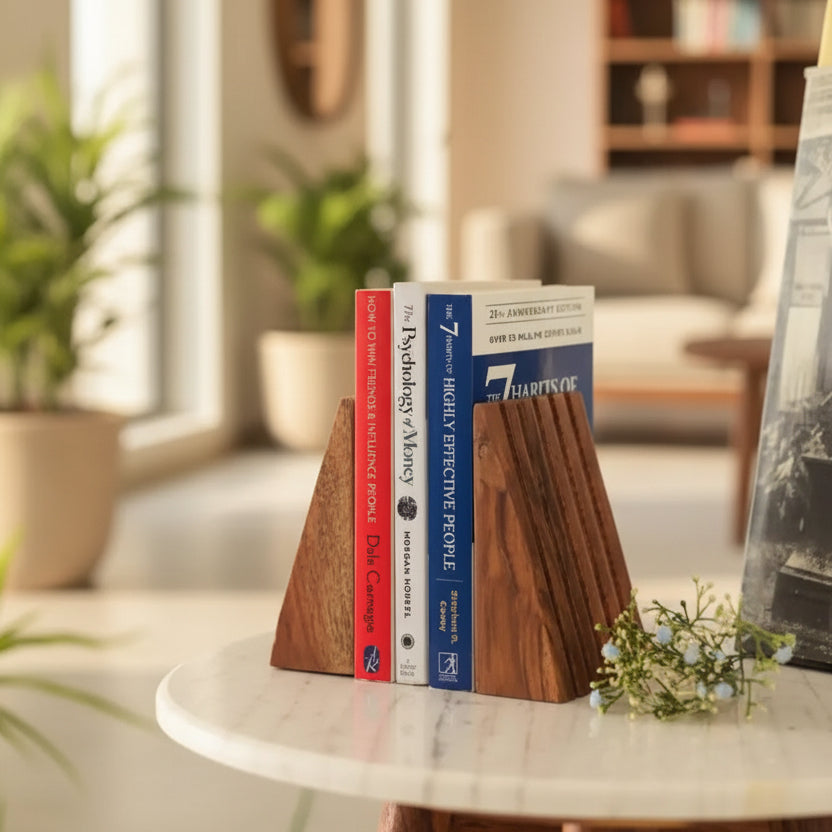 Unique Triangle Bookends | Decorative Book Stopper For Office And Home Decor