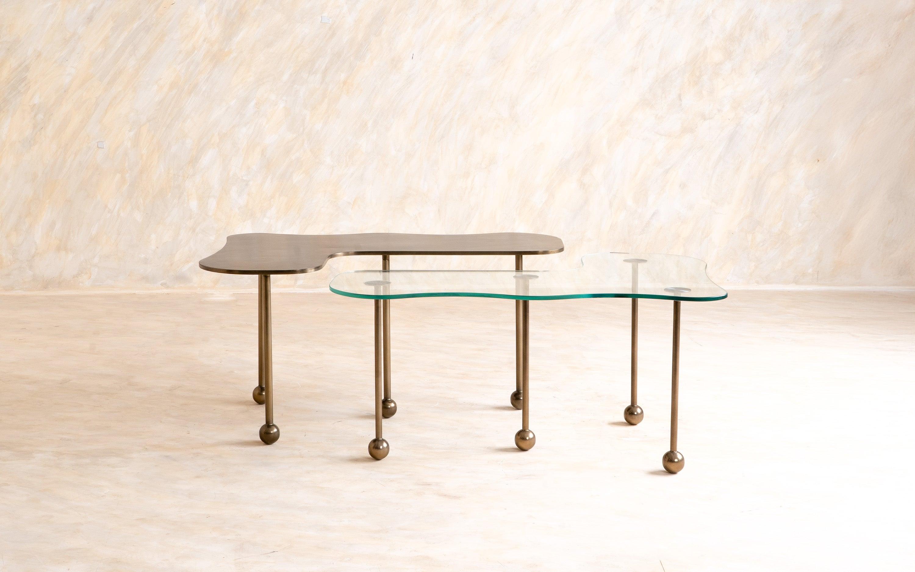 Elara Nesting Coffee Table Set of 2 | Glass Top Nesting Tables for Living Room