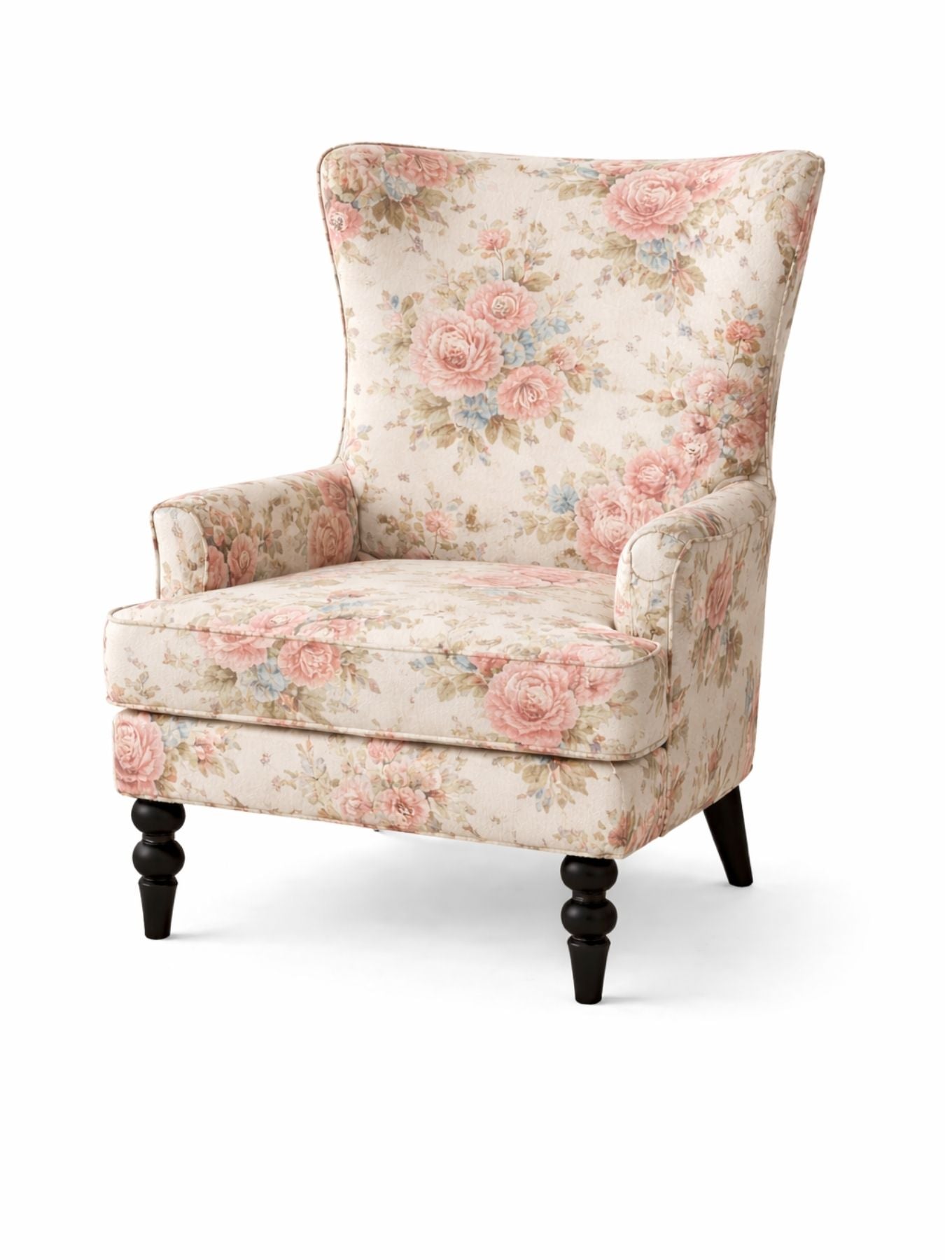 Blush Rose Vintage Floral Accent Chair