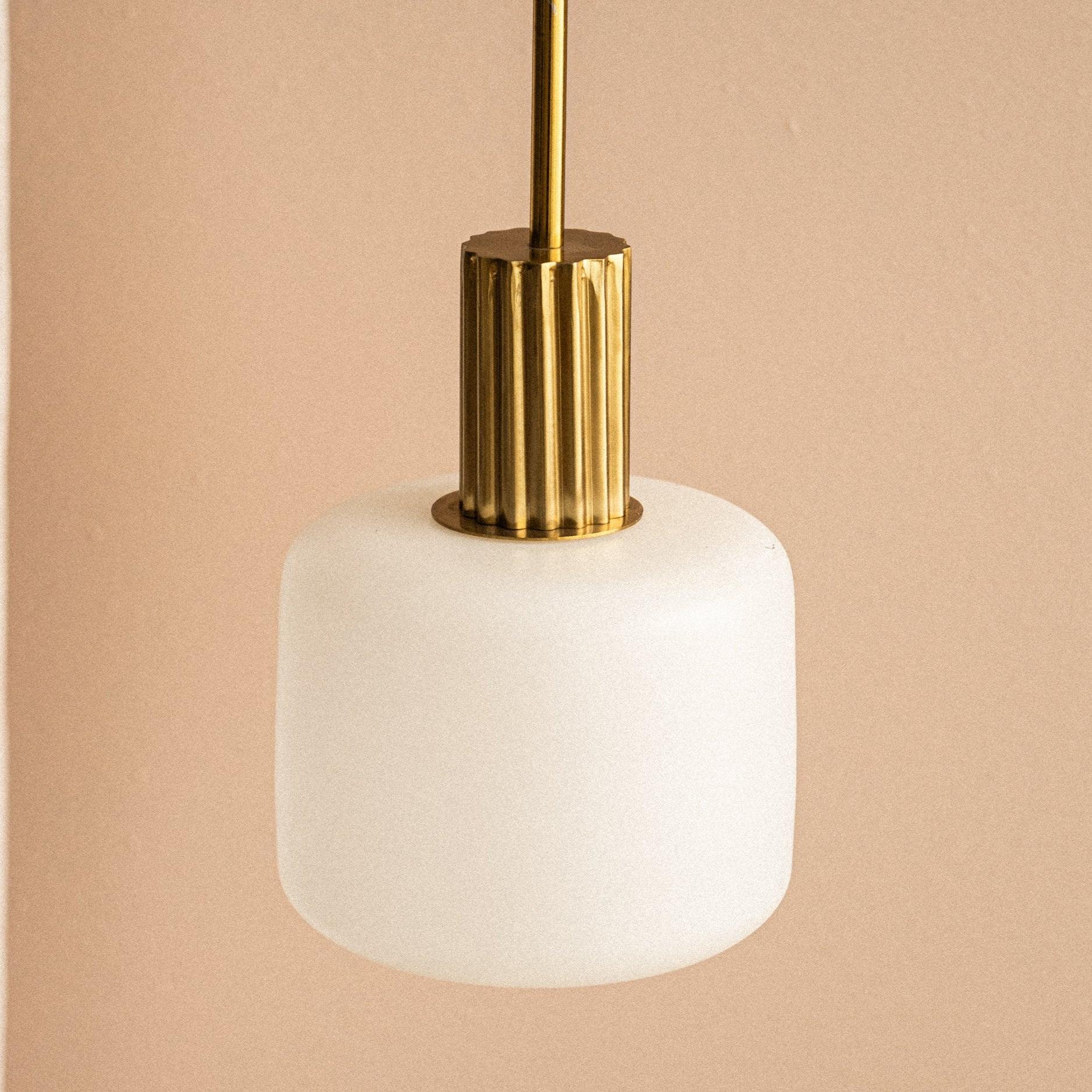 Gilded Hanging Lamp | Glass and Mild steel