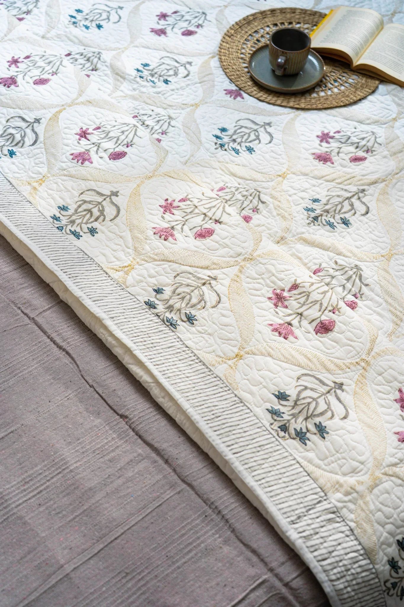 Phoolkari Quilted Bed Cover