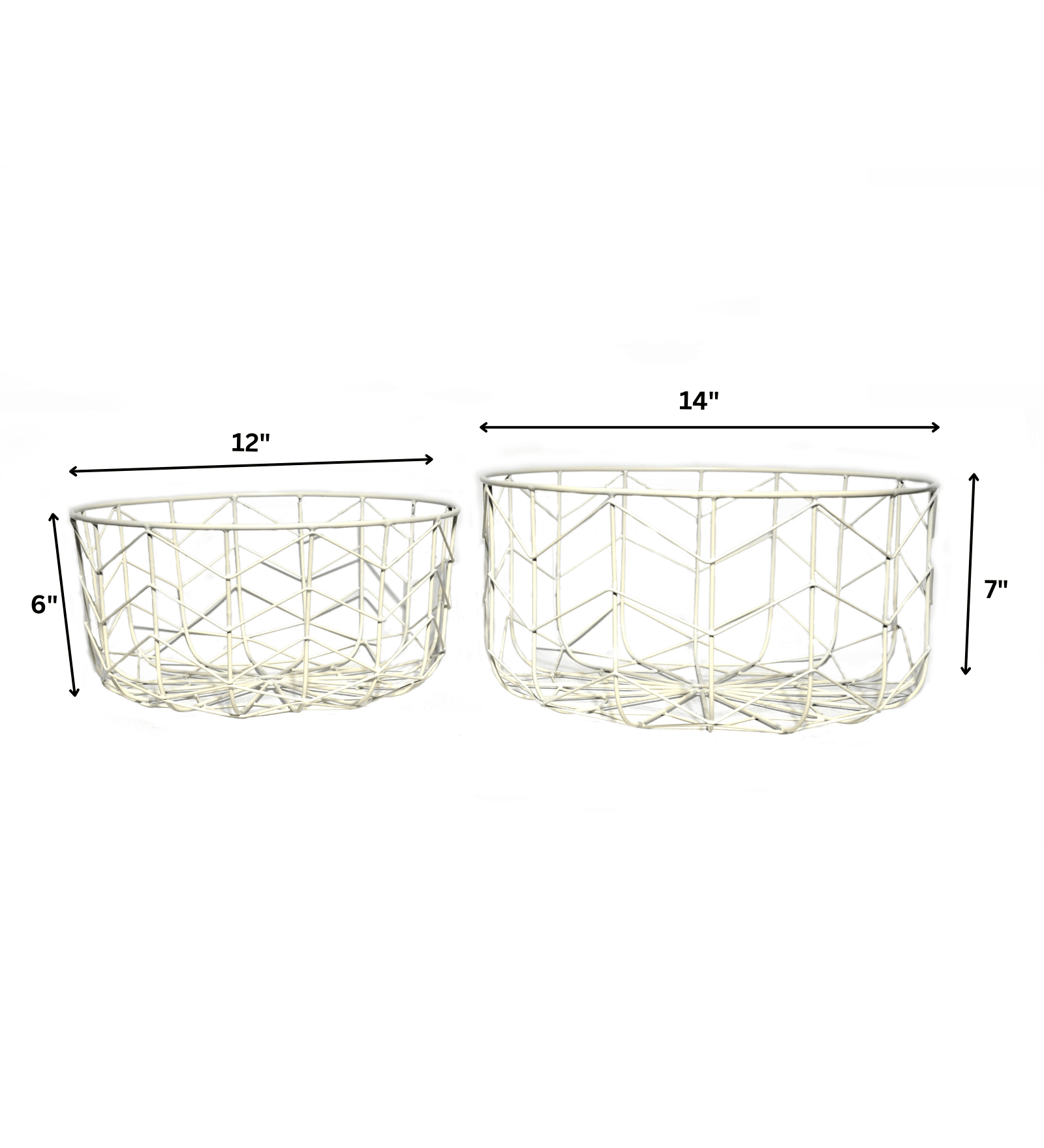 Gold-Plated Metal Round Wire Basket Set – Multi-Purpose Decorative Fruit Bowl and Table Organizer (Pack of 2)