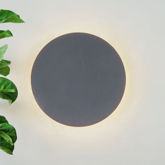 Modern Round Eclipse Grey Aluminium 12W LED Outdoor Wall Lamp Light