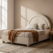 Cream Boucle Double Bed