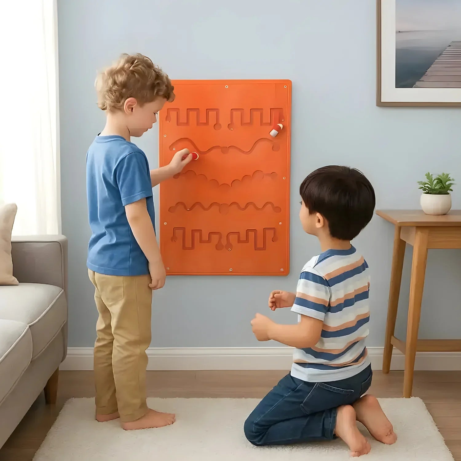 Wall Toy Orange Ball Game Zigzag Line Non-Toxic Gaming Toy