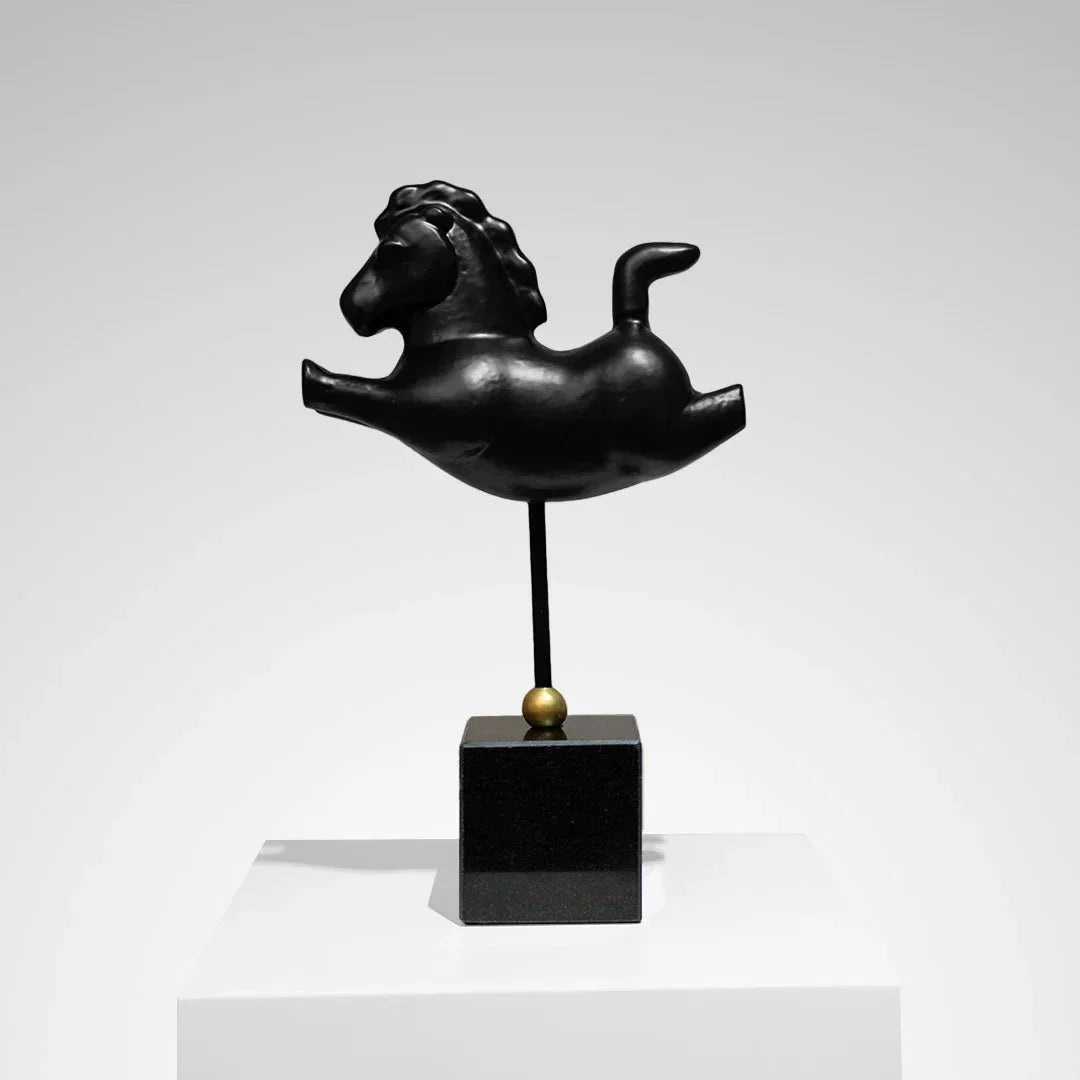 Silhouette Stallion - Black Running Horse Sculpture
