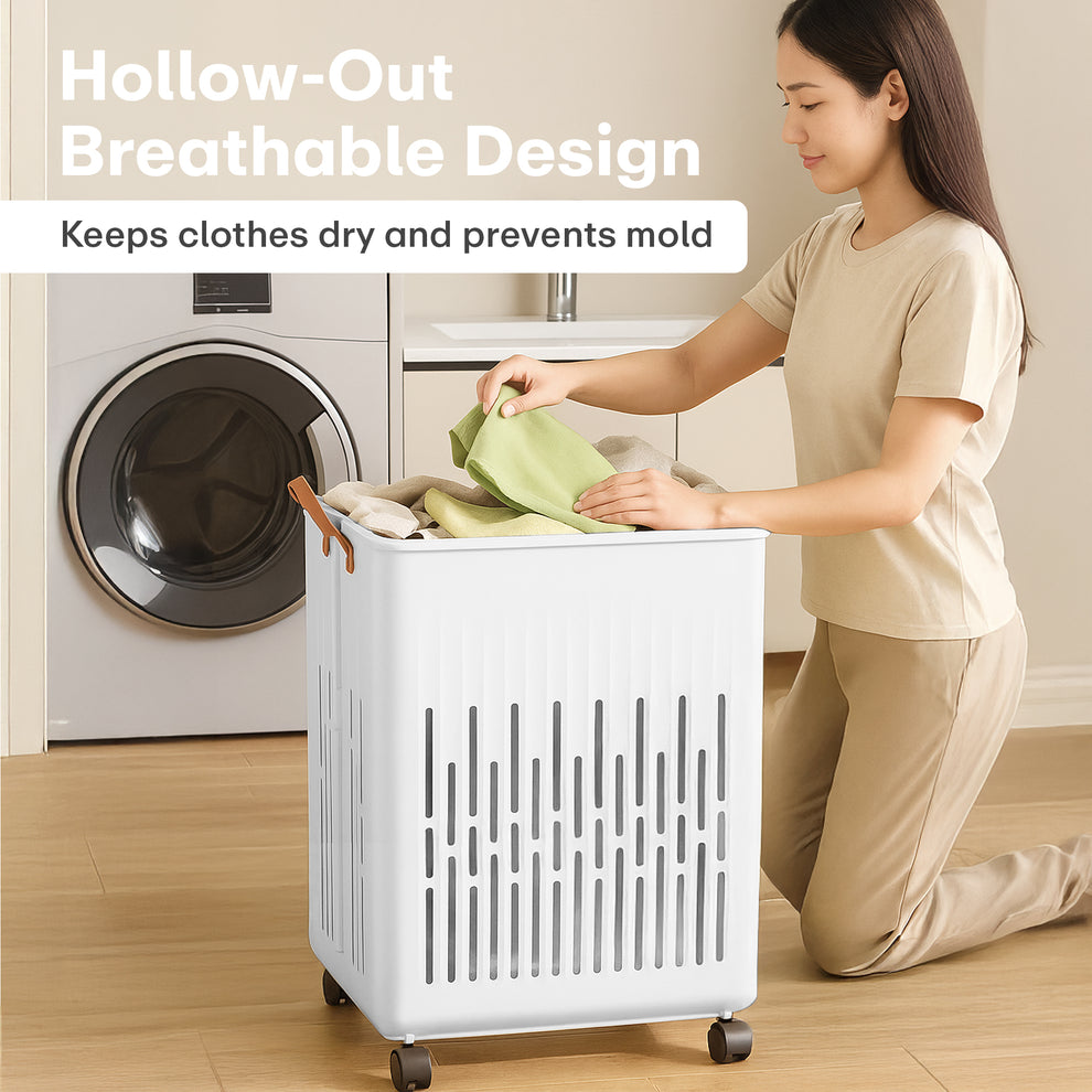 Foldable Laundry Basket with Wheels – Portable Laundry Bag/Toy Storage Organizer/Cloth Bin, Washing Clothes Storage Basket, and Movable Storage Solution