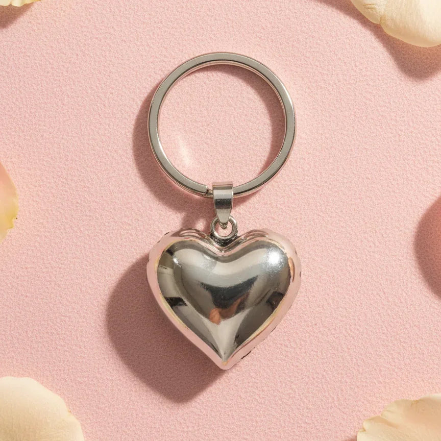 Pure Silver Plated Brass Heart Keyring With Custom Name Engraving