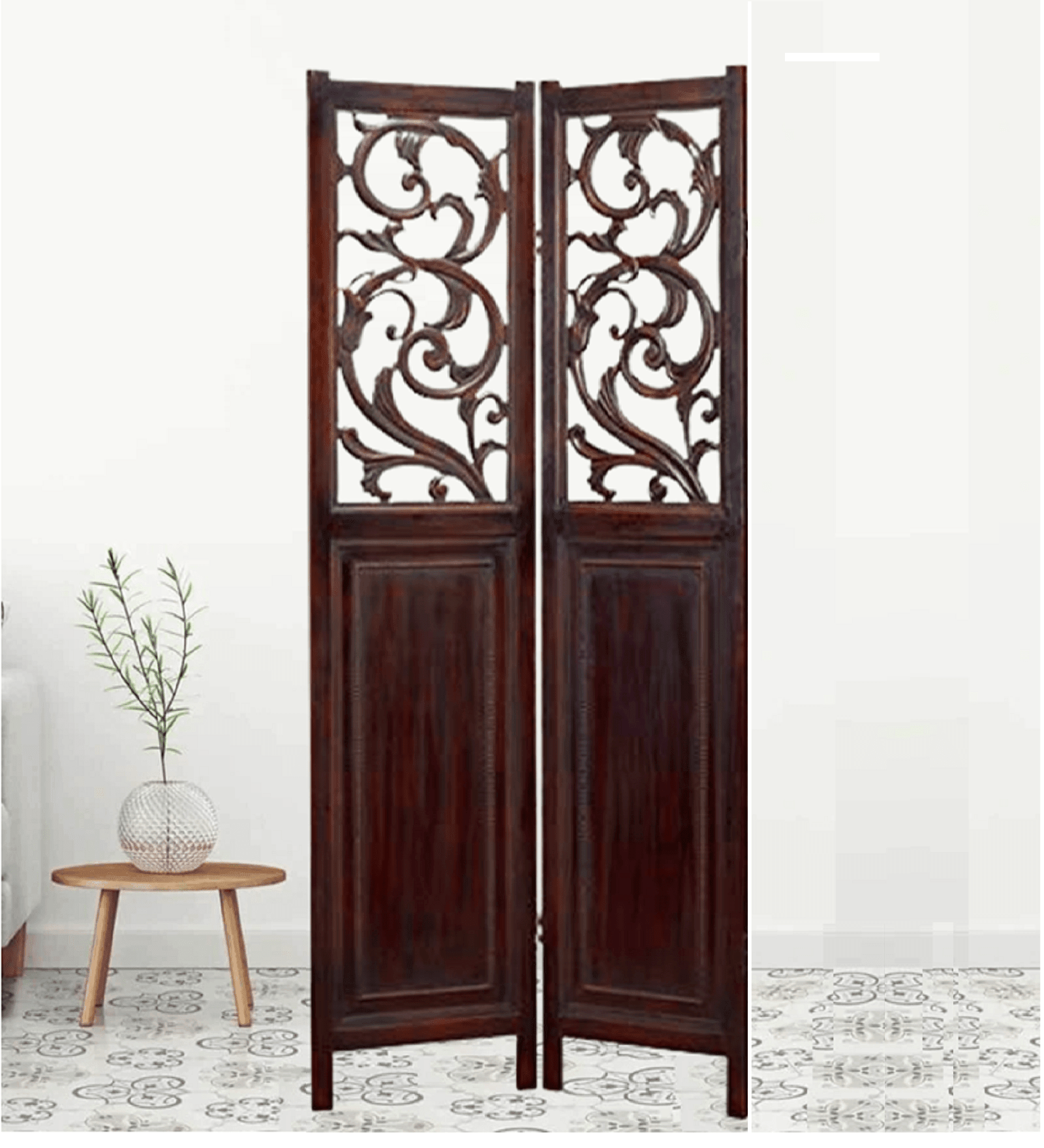 Mango Wood Frame & MDF Jali Folding Room Separator