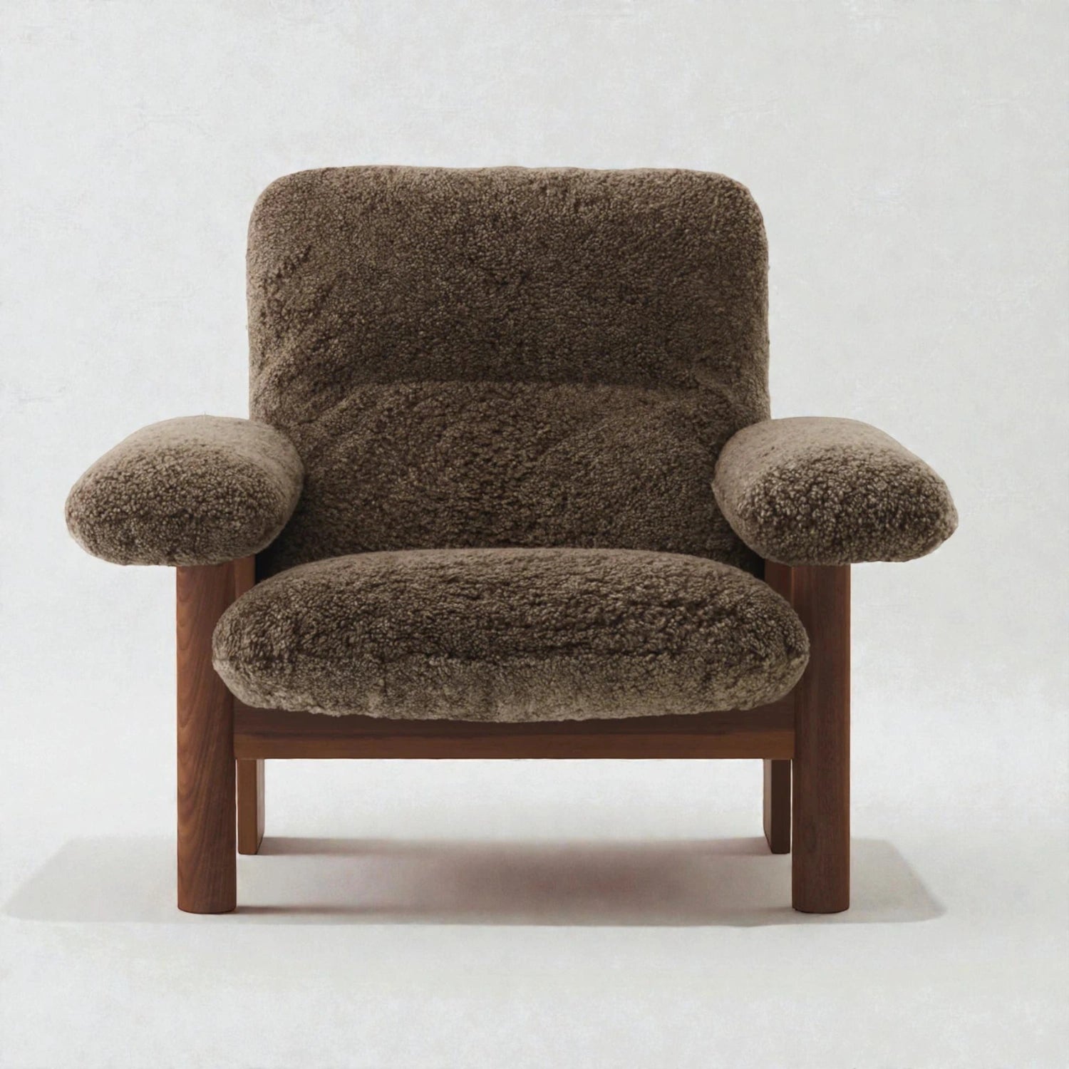 Audo Teak Wood & Fabric Upholstery Armchair