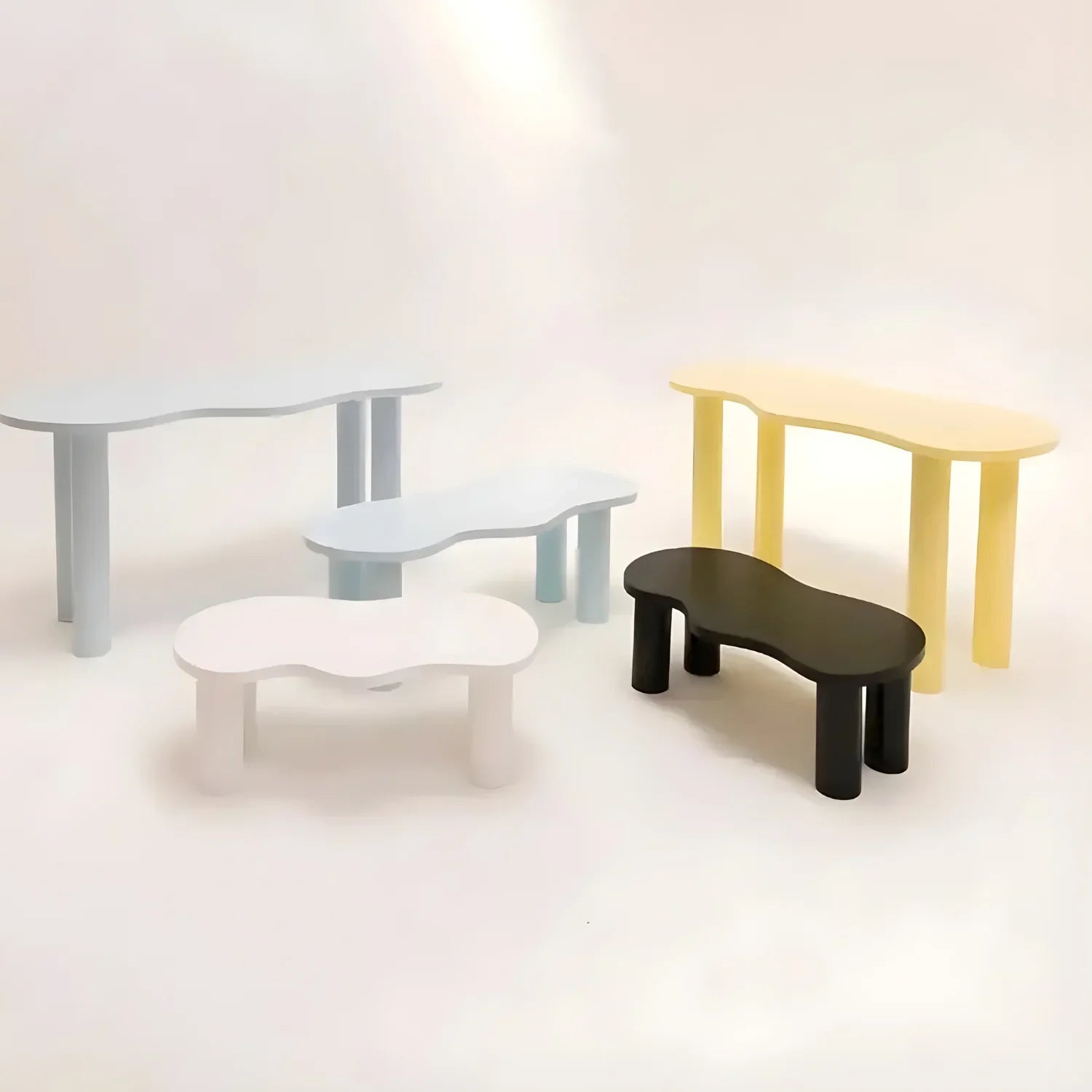 Computer Desk Study Desk with Rounded Edges & Plump Legs Multicolours (Set of 3)