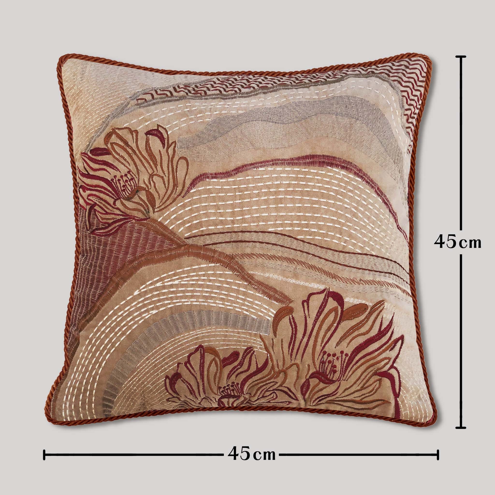 Elysian Drift Petals - Embroidered Cushion Cover - 18 x 18