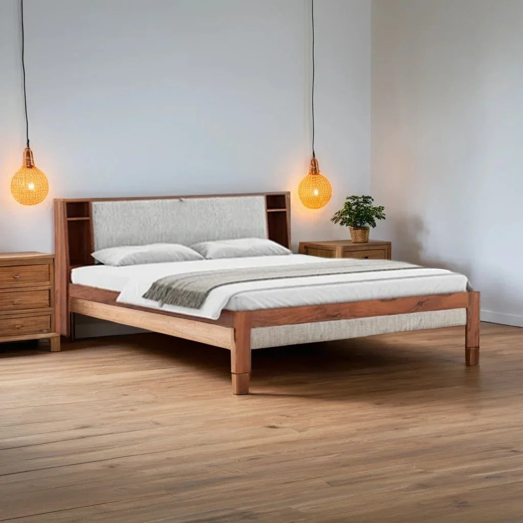 Penny Wooden Queen Bed with Functional Headboard