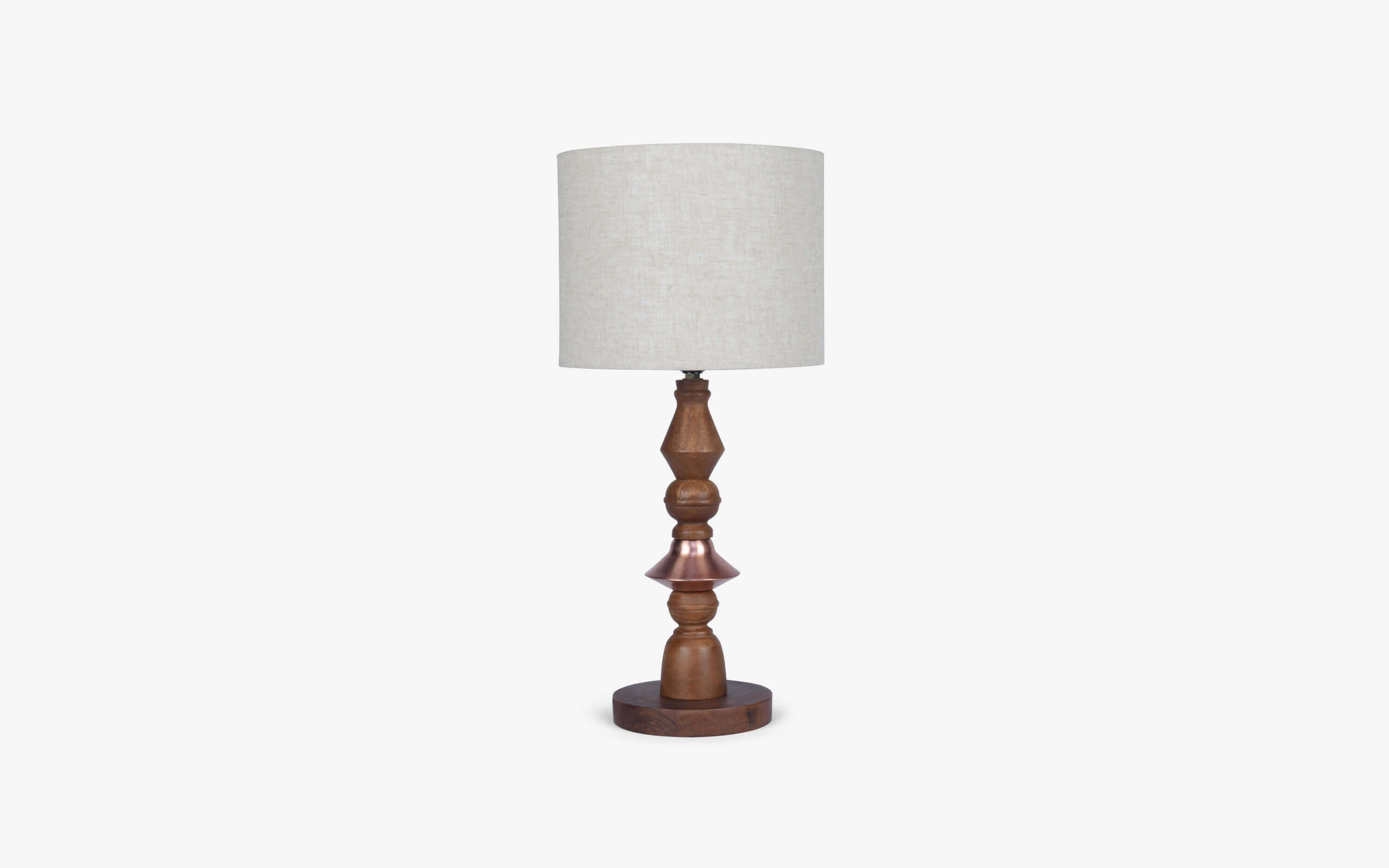 Jodha Table Lamp | Mango wood, Mild steel and Cotton linen shade