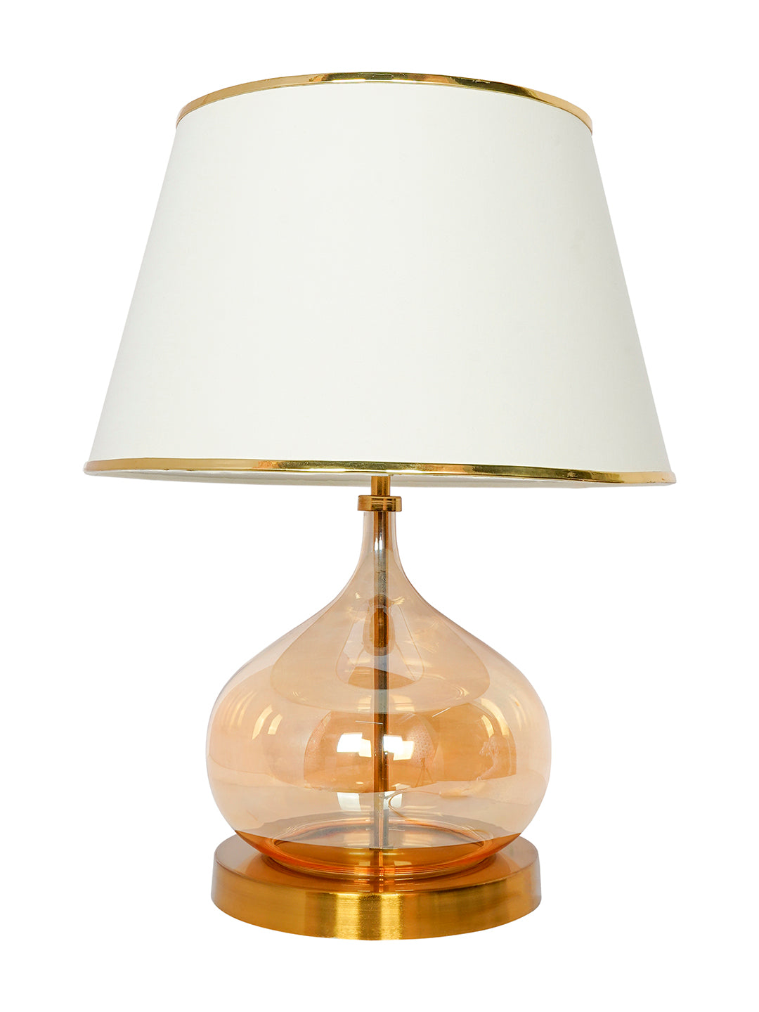Modern Teardrop Glass Table Lamp with Off-White Shade