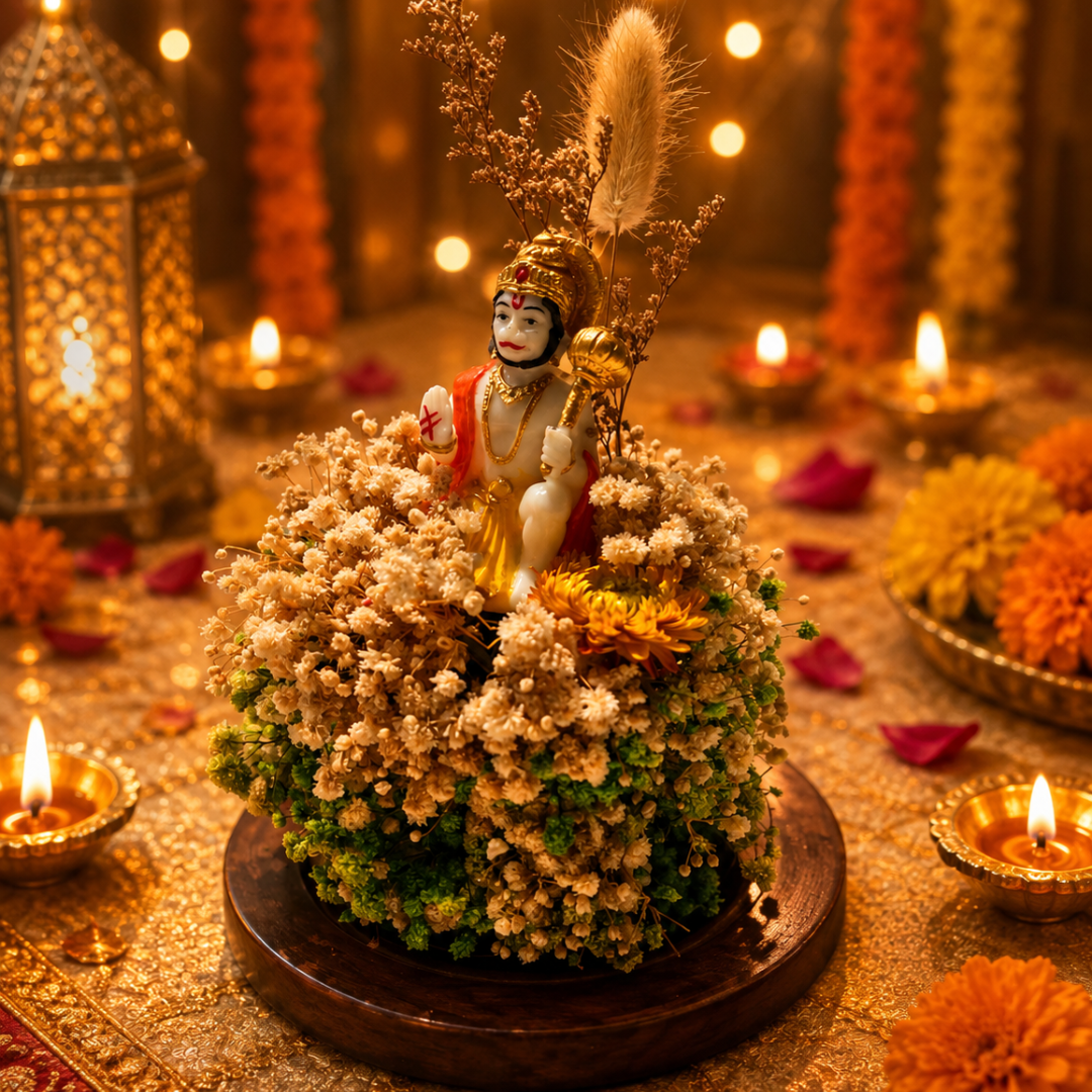 Divine Hanuman Green & White Decorative Showpiece