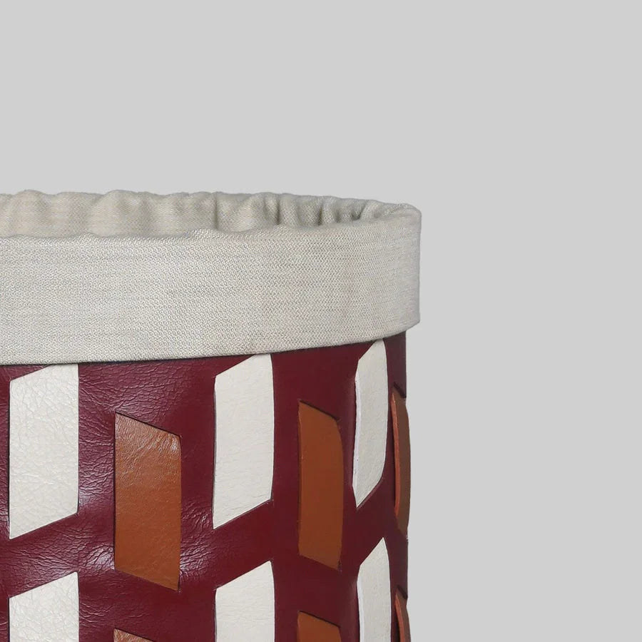 The Tresso Laundry Basket | Maroon, Tan, White