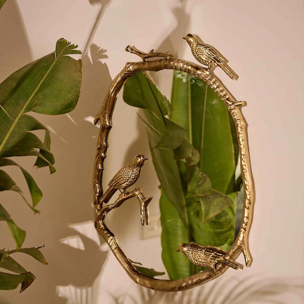 Leticia Bird-Inspired Gold Wall Mirror | Decorative Frame for Living Room & Bedroom Decor