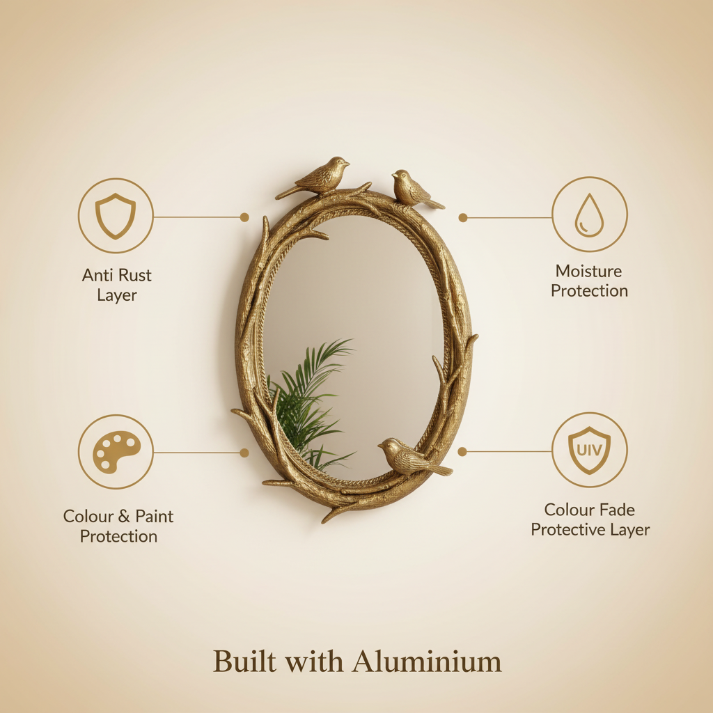 Leticia Wall Mirror | Gold Aluminium Decorative Mirror with Bird-Inspired Frame