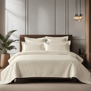 Cream Cotton Bed Sheet for Double Bed with 2 Pillow Covers | Luxury Cotton Bedding Set for King Size Bed