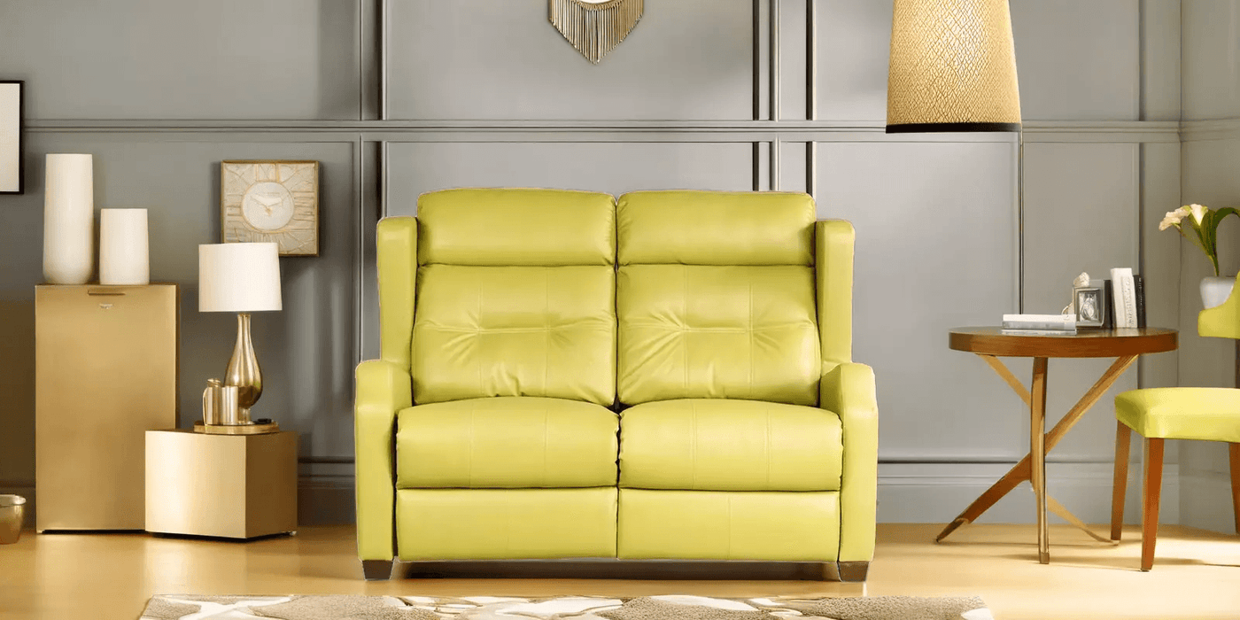 Athen Motorized Recliner Anti Scratch Faux leather High tech Modern design Sofa in Lime green Colour