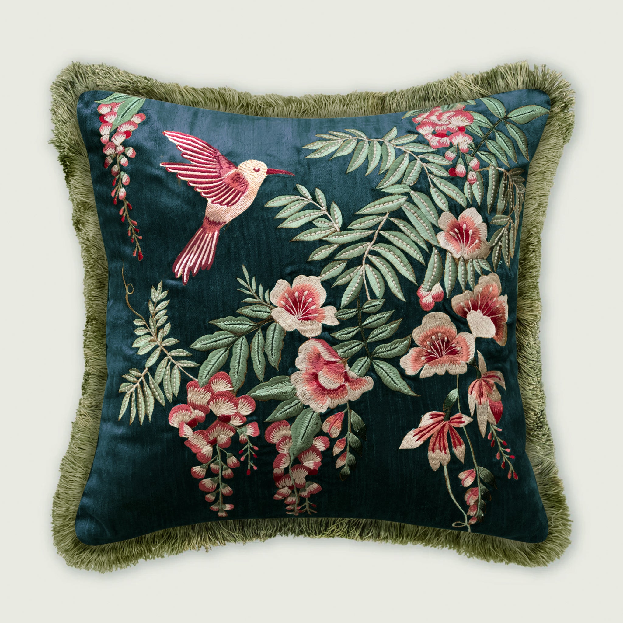 Symphony of Songbird Embroidery Cushion Cover - 18x18
