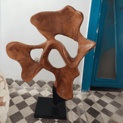 Flowerform Root Sculpture | Premium Teakwood Artwork | Designer Art for Home Decor