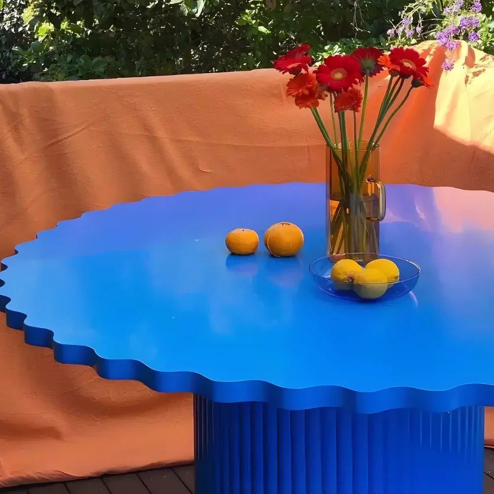 Round Design Coffee Table Child-Safe Montessori Activity Table for Kids (Blue)