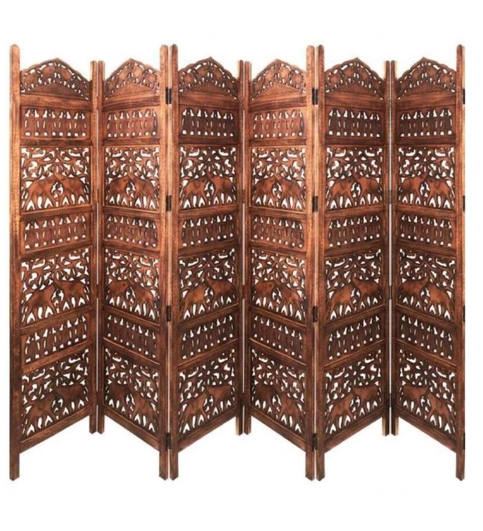 Mango Wood & MDF Jali Folding Furniture Room Separator