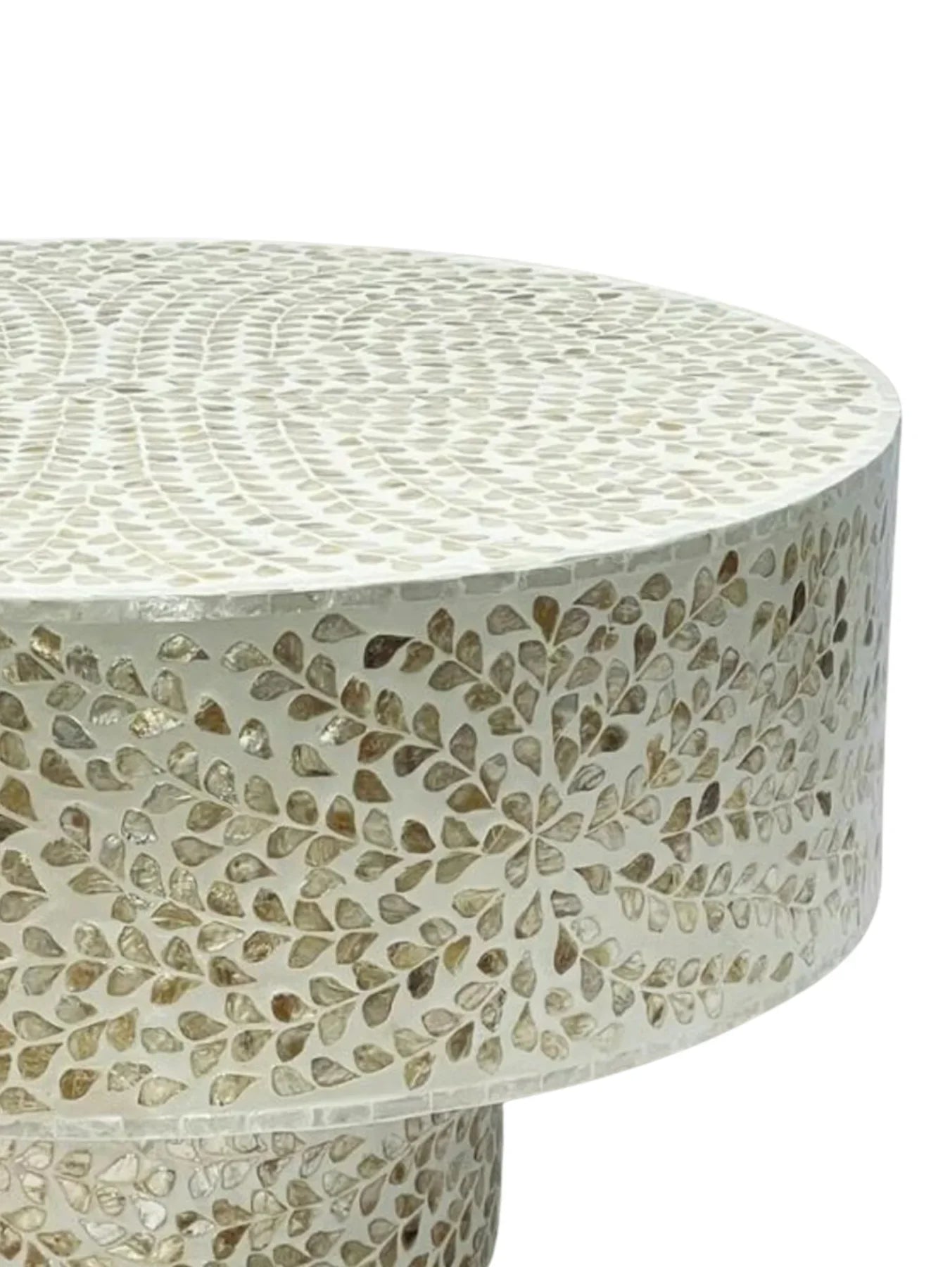 Mother of Pearl Round White Coffee Table