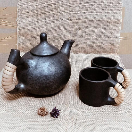 Buy Teapot - Longpi Black Pottery Small Tea Set by Terracotta By Sachii on IKIRU online store