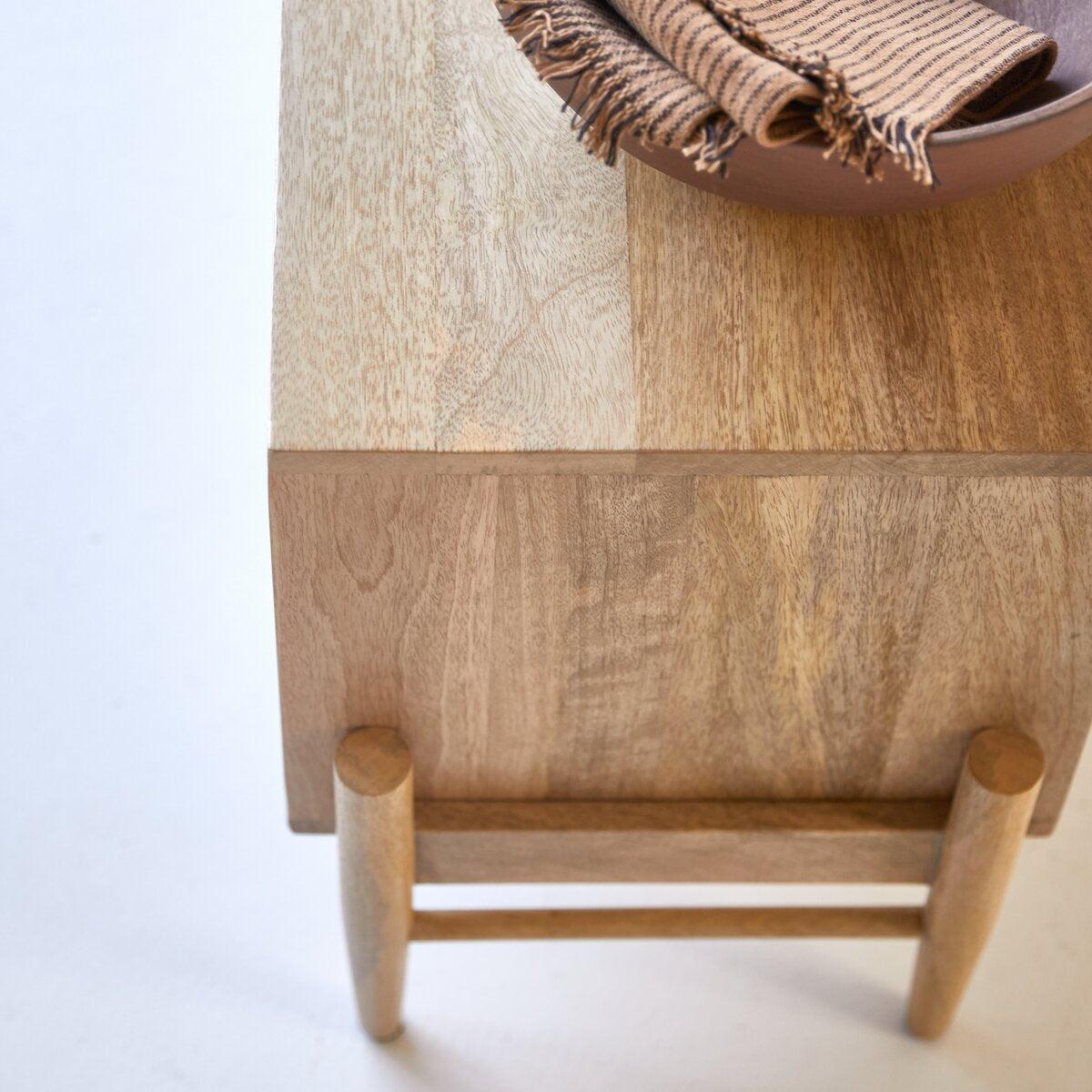 Ziggy Solid Mango Wood TV Unit with 2 Cane Doors | Natural Finish Modern Entertainment Console | TV Storage Cabinet