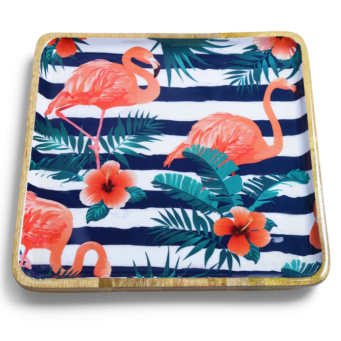 Tropical Flamingo Wooden Serving Platter