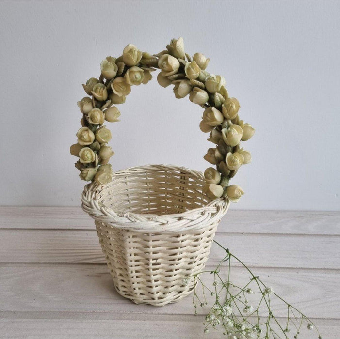 Ivory Rose Cane Basket