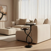 Twig Marble Side Table | Black Aluminium Accent Table for Living Room & Bedroom | End Table