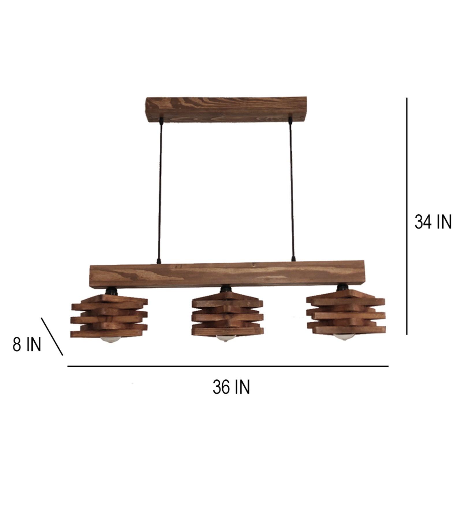 Star Brown Wooden 3 Series Hanging Lamp