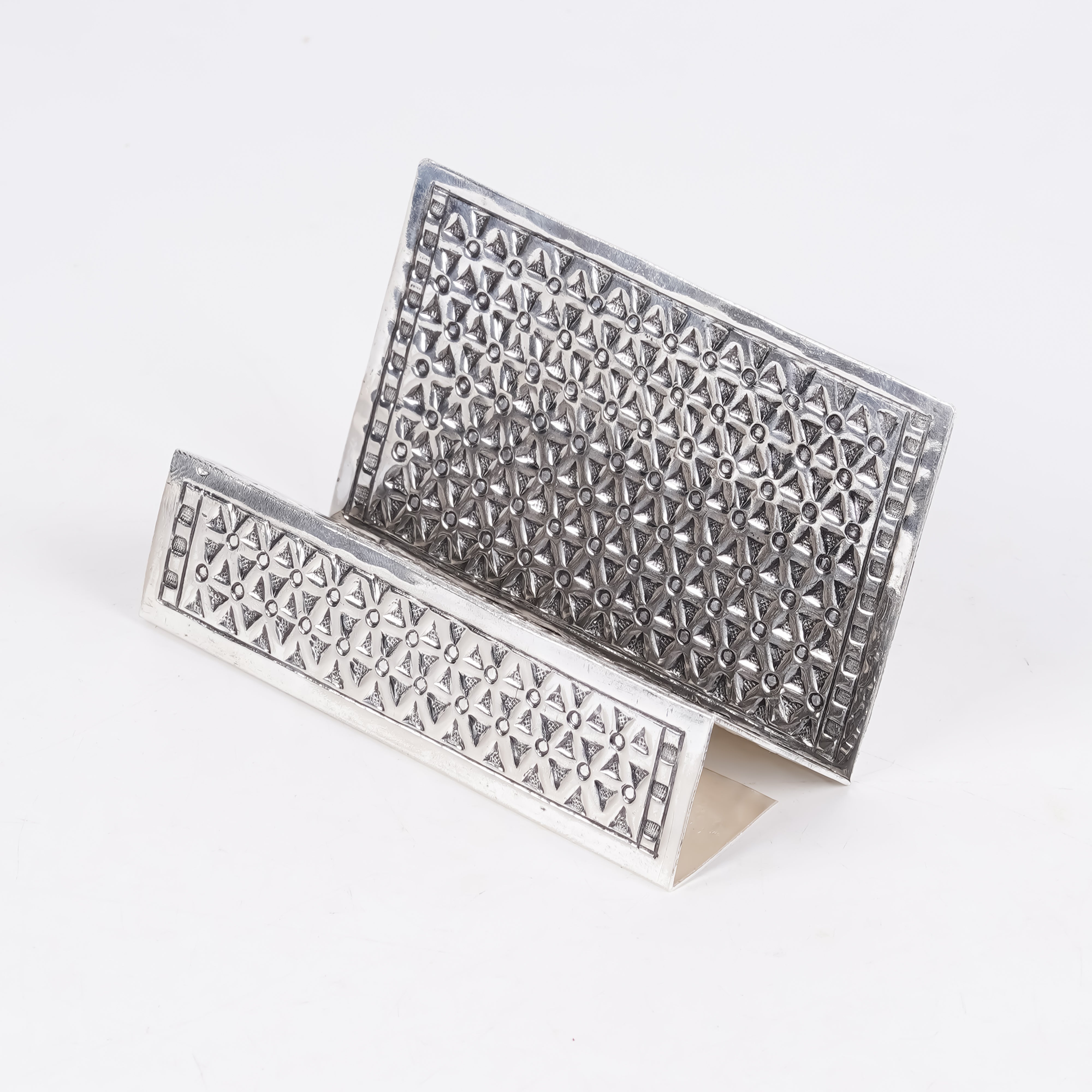 Silver Plated Brass Geometric Visiting Card Holder